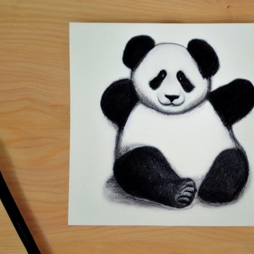 panda bear, fat, cute, peluche, Pencil Sketch