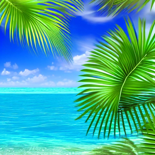 calm, caribean sea, palms, relax., kids, family, 3D