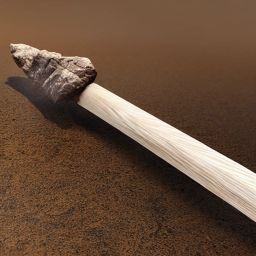 Hyper realistic 4K model, Unreal Engine Eye level view extra-wide angle full-body portrait of a Neanderthal Stone Tipped Spear on a white background.