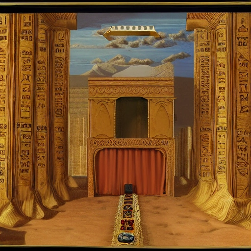 make a scheme of the interior of the tabernacle of Moses, in hyperrealism
