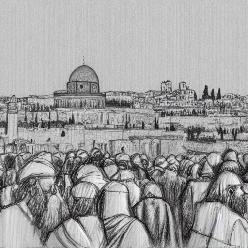 Make a picture of the city of Jerusalem at the time of Jesus, where Jews are seen keeping Shabbat in the second temple, hyper-realistic, 8k,, Pencil Sketch