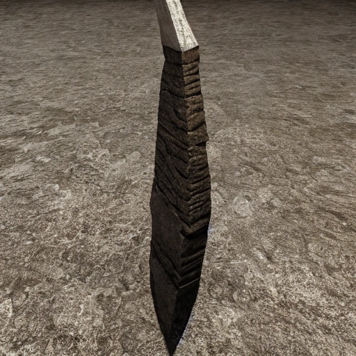 Hyper realistic 4K model, Unreal Engine Eye level view extra-wide angle full-body portrait of a Primitive Stone-Tipped Spear on a white background.