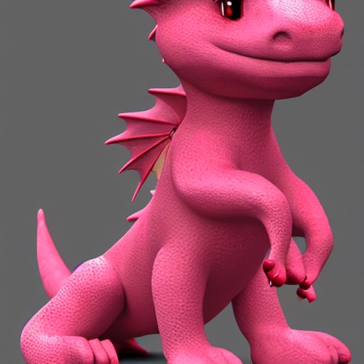 , 3D dragon cute rosado