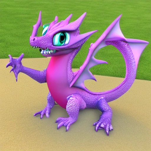 , 3D dragon cute rosado, 3D