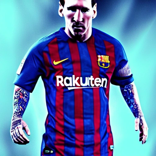 an image of lionel messi. cyberpunk style
, 3D