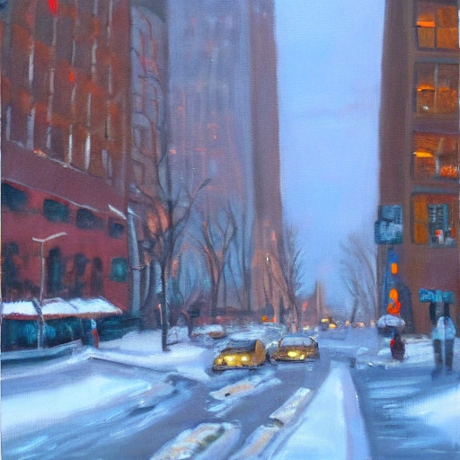 Winter in New York ,oil paint