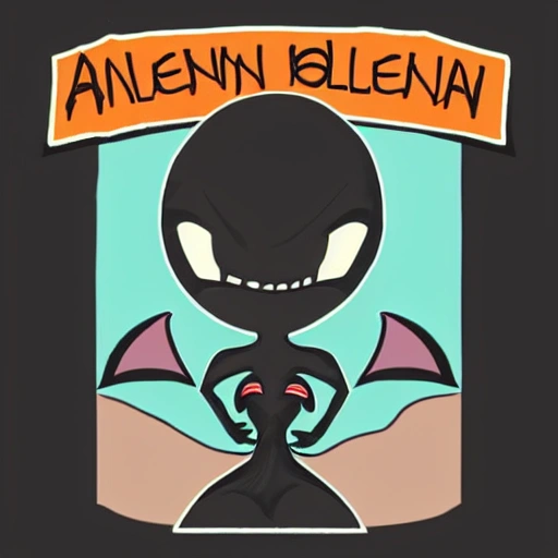 Cartoon Alien with black t-shirt 