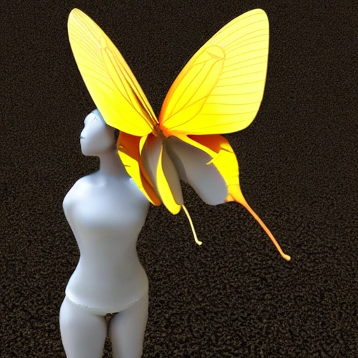 mujer con una mariposa, 3D