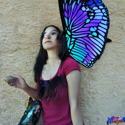 mujer con una mariposa