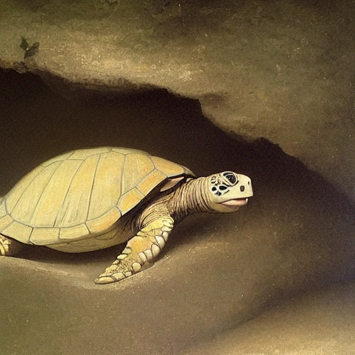 picture of a turtle stranded in a beach cave painting by William-Adolphe Bouguereau