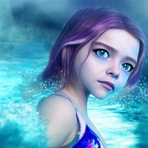 Chloe Moretz as a sirena 🧜‍♀️, swimming under water. (((Anime style:1.2))), high definition, ((Simetric face:1.2)) , ultra realistic, hyperrealism, focus camera, fog camera, 8k, wallpaper, HDR. 