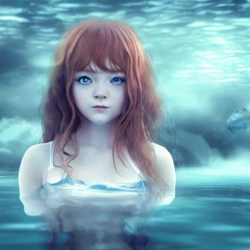 Sadie Sink as a fish 🧜‍♀️, swimming under water. (((Anime style:1.2))), high definition, ((Simetric face:1.2)) , ultra realistic, hyperrealism, focus camera, fog camera, 8k, wallpaper, HDR. 