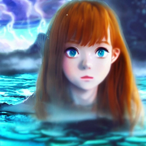 Sadie Sink as a fish 🧜‍♀️, swimming under water. (((Anime style:1.2))), high definition, ((Simetric face:1.2)), focus camera, fog camera, 8k, wallpaper, HDR. 