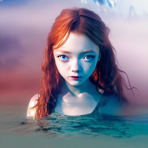 Sadie Sink as a fish 🧜‍♀️, swimming under water. (((Anime style:1.2))), high definition, ((Simetric face:1.2)), focus camera, fog camera, 8k, wallpaper, HDR. 