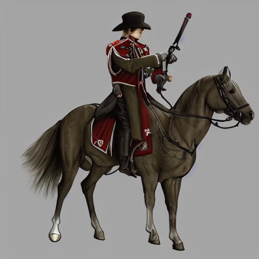 the doctor's clothing to that of a soldier, Mount the doctor on the horse, Add a Final Fantasy sword to the doctor's hand, hair to long blonde hair,Adjust lighting, shadows, and other effects to enhance the realism of the image.