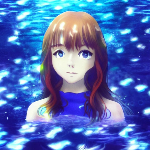 Sadie Sink as a anime, swimming under water. (((Anime style:1.2))), high definition, ((Simetric face:1.2)), (professional detail:1.2) , focus vision, 8k, wallpaper, HDR. 