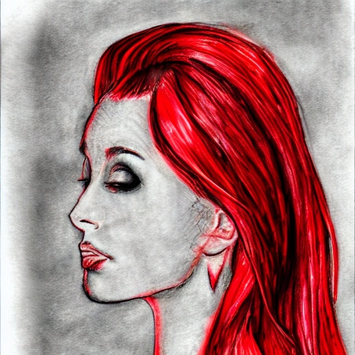 Monster, red hair, Pencil Sketch, Water Color, 4k