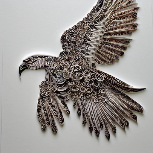 paper quilling, paper cut art, paper illustration, eagle, very detailed, 8k --v 4