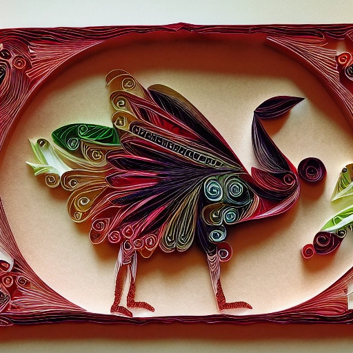 paper quilling, paper cut art, paper illustration, Turkey, thanksgiving, very detailed, 8k --v 4