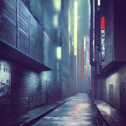 street walls in a bladerunner dystopian future