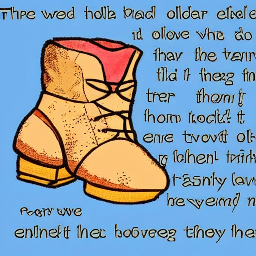 There was an old man who lived in a shoe until its owner returned. After a long hibernation, the giant came down from the mountain to find his forgotten left boot inhabited with pests. Enraged, he gave the old woman and her many children three days to vacate the shoe. Panicked, the mother didn't know what to do. However, her children hatched a plot. They attacked the giant when he returned in three days and demanded that he let them keep their beloved—albeit stinky—home.