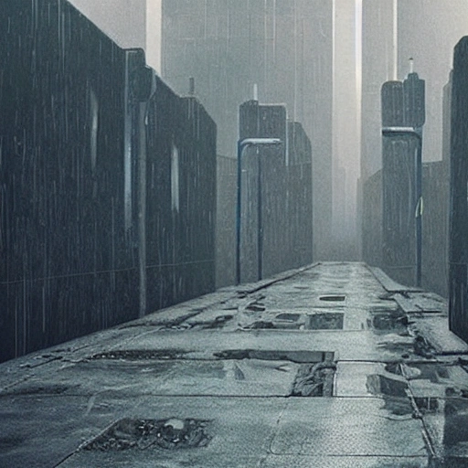 street walls in a bladerunner dystopian future