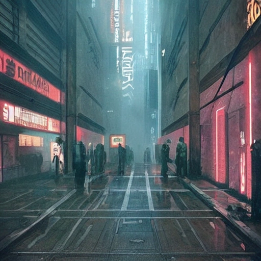 street walls in a bladerunner dystopian future