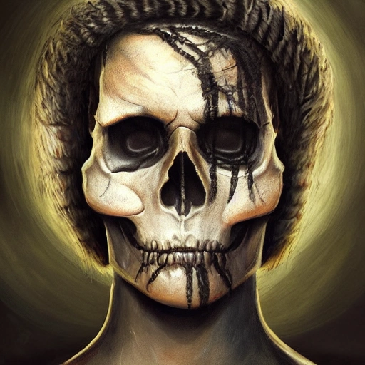 skull, worms, Melancholic, Oil Paint, Detailed Render, HD,character concept by Game of Thrones