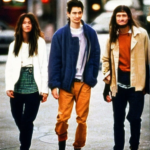 Back to the 90's, long hair, nice clothes, male, tall, handsome, in NY city, friends style, polite