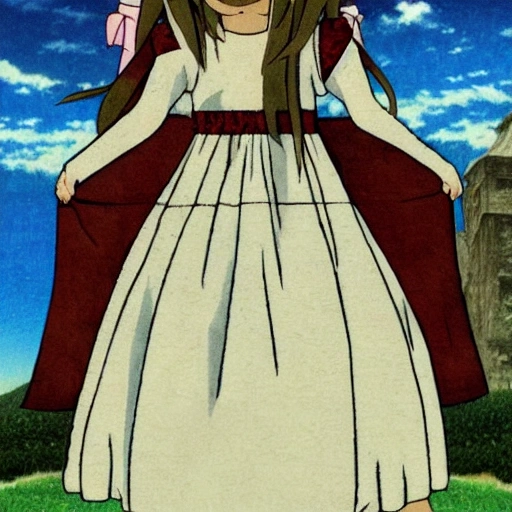 Anime niña pequeña representa a la muerte con su oz en mano vestido gótico medieval