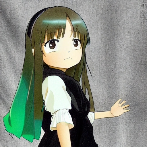 Anime niña pequeña representa a la muerte parada sobre oz en mano vestido gótico blanco con negro hermosa tes blanca y cabello negro de pie cuerpo completo