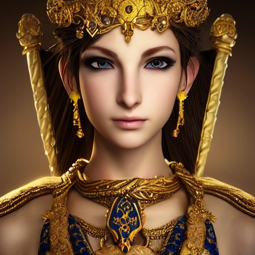 professional portrait photograph of a beautiful goddes, Detailed Render, HD, character concept by final fantasy + prince of persia