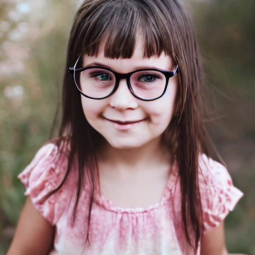 5 years old girl with glasses named Laia - Arthub.ai