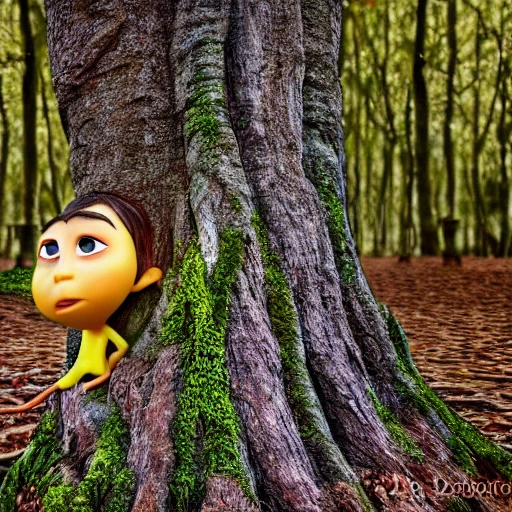 imagen duende adulto durmiendo acostado debajo de un roble, rostro detallado, hierrealista ,HDR, fantasia, 4k, feliz, tranquilidad
,estilo pixar, fondo bosque desenfocado, 3D