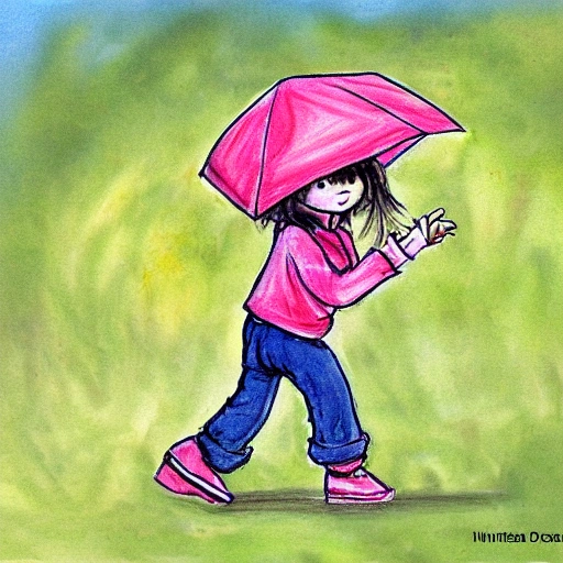 niña debajo de la lluvia, Cartoon