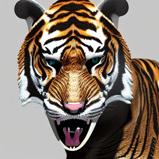 complex 3d render ultra-detailed, cyber tiger, Science Fiction ...