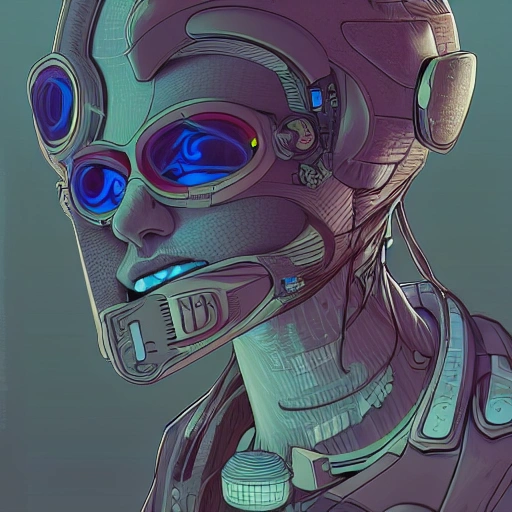 portrait painting of a cyberpunk cat - headed cyborg, sharp focus, award - winning, trending on artstation, masterpiece, highly detailed, intricate. art by josan gonzales and moebius and deathburger, 3D
