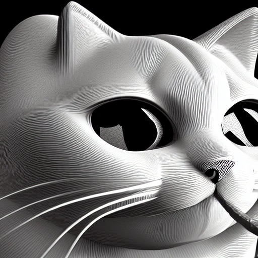 toon 3d, render 3d, fat cat, black and white color cat, smoking weed, red eyes, smiling