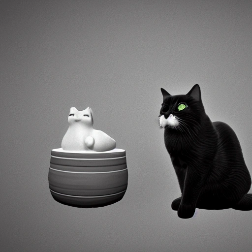 chill cat, fat cat, happy cat, black and white cat, 3d render, ultrarealistic, marijuana and some weed