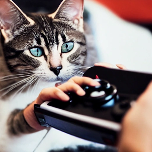 dope cat playing videogames