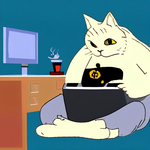 a toon render of a dope cat playing videogames and smokin weed