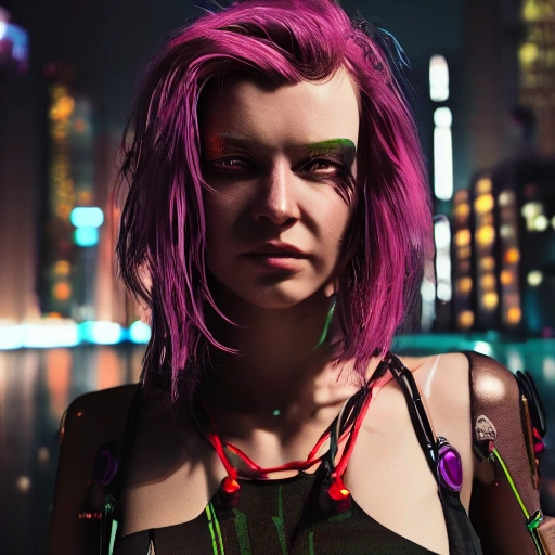  cyberpunk girl, detailed face, spotlight, cyberpunk city, wired, , hyperrealistic, photografic, 8k, epic ambient light, octane render