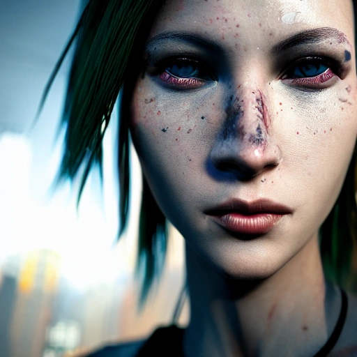 side close up portrait of 1 cyberpunk girl, detailed face, spotlight, cyberpunk city, wired, multicolored, vibrant high contrast, hyperrealistic, photografic, 8k, epic ambient light, octane render