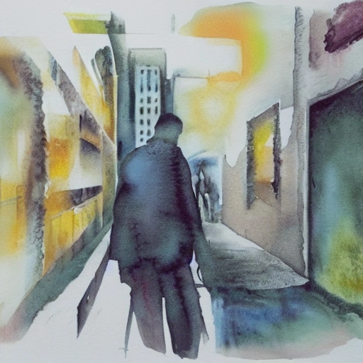 mendigo, chicago, mercenario, amnesia, soledad, desarraigo, Water Color, 