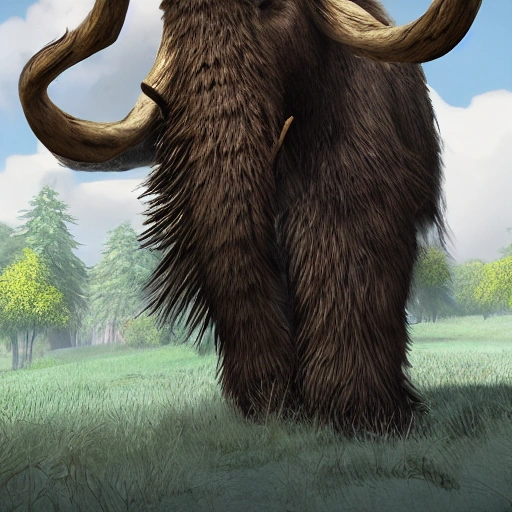 full shot, side view, of a Mammoth on a white background, realistic, concept art, unreal engine.