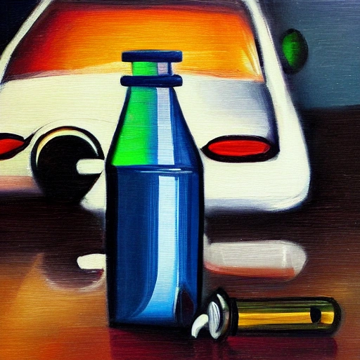 Car, scientist, computer, house,bottle, , Oil Painting