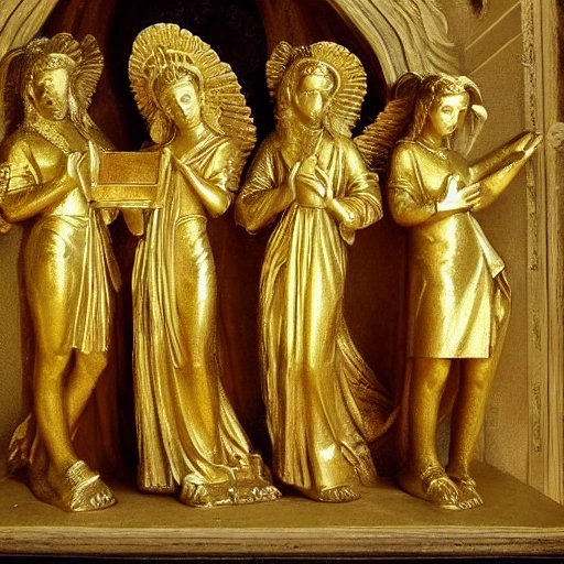 angels, warriors, golden palace, monuments 