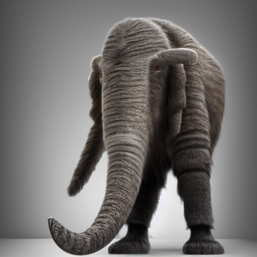 Matte Painting, Full body shot, Side View, Mammoth, White Background