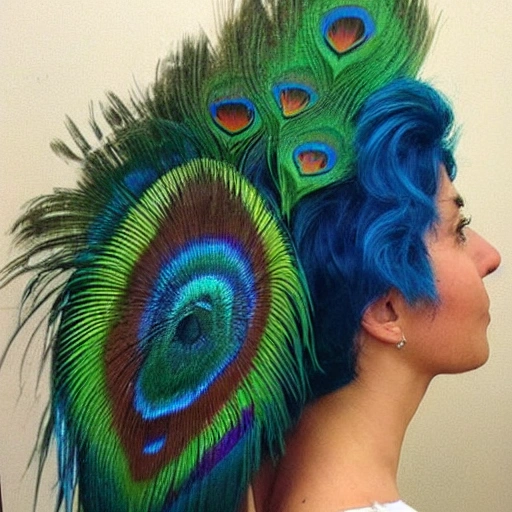 lady with hair like a peacock tail