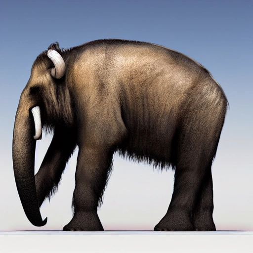 Mammoth, Matte Painting, White Background, Side View